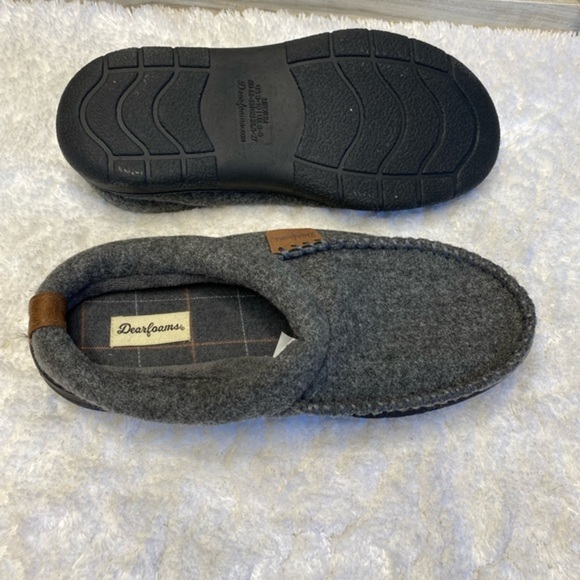 Dearfoams Men's Memory Foam Slippers Dark Heather Grey 9-10 - Picture 5 of 9